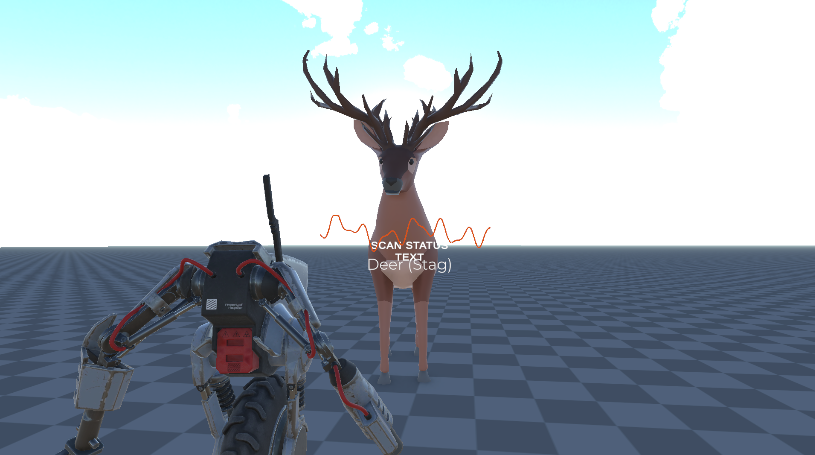 Early VITA prototype showing the player machine scanning a deer on a gray test field
